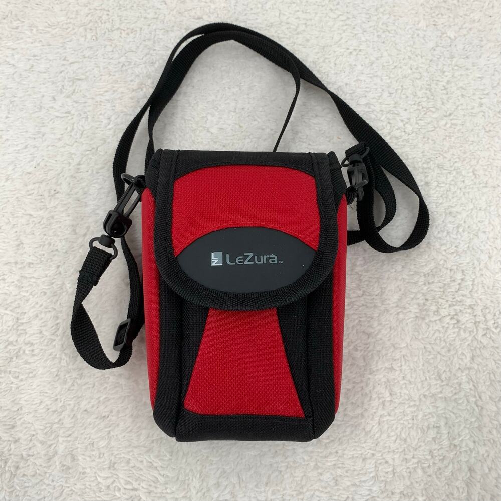 LeZura Camera Bag/Case Small Red Black Adjustable Shoulder Strap Belt Loop